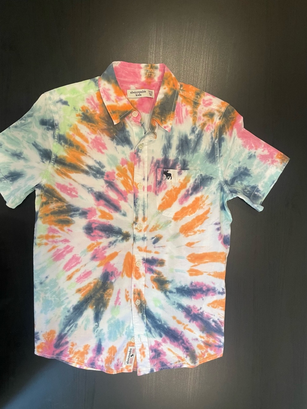 abercrombie kids Multicolor Tie-Dye Short Sleeve Button-Down Shirt